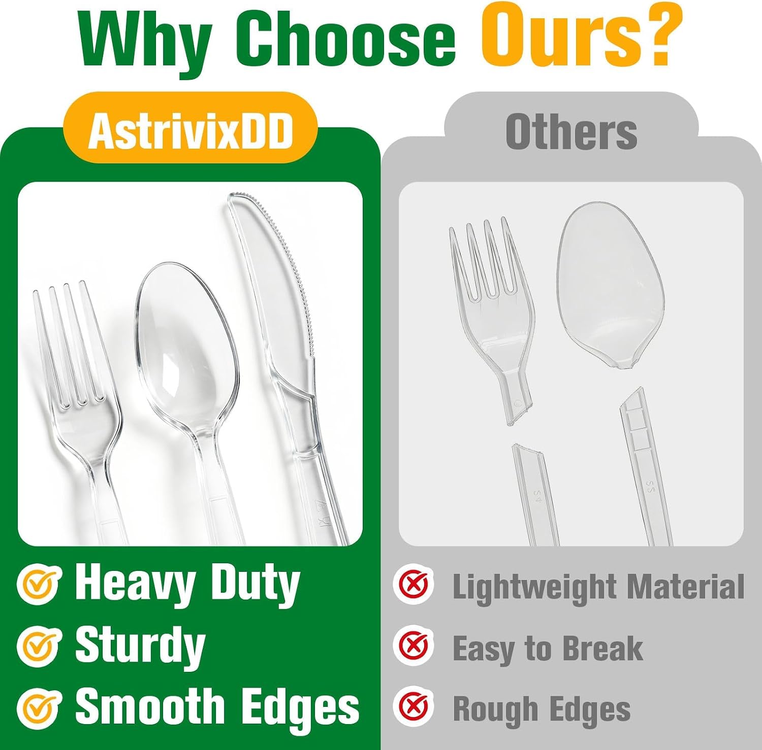Clear Heavy-Duty Plastic Cutlery - Hình 6