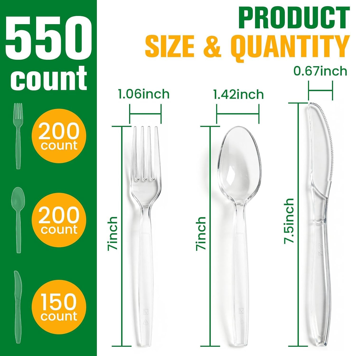 Clear Heavy-Duty Plastic Cutlery - Hình 3