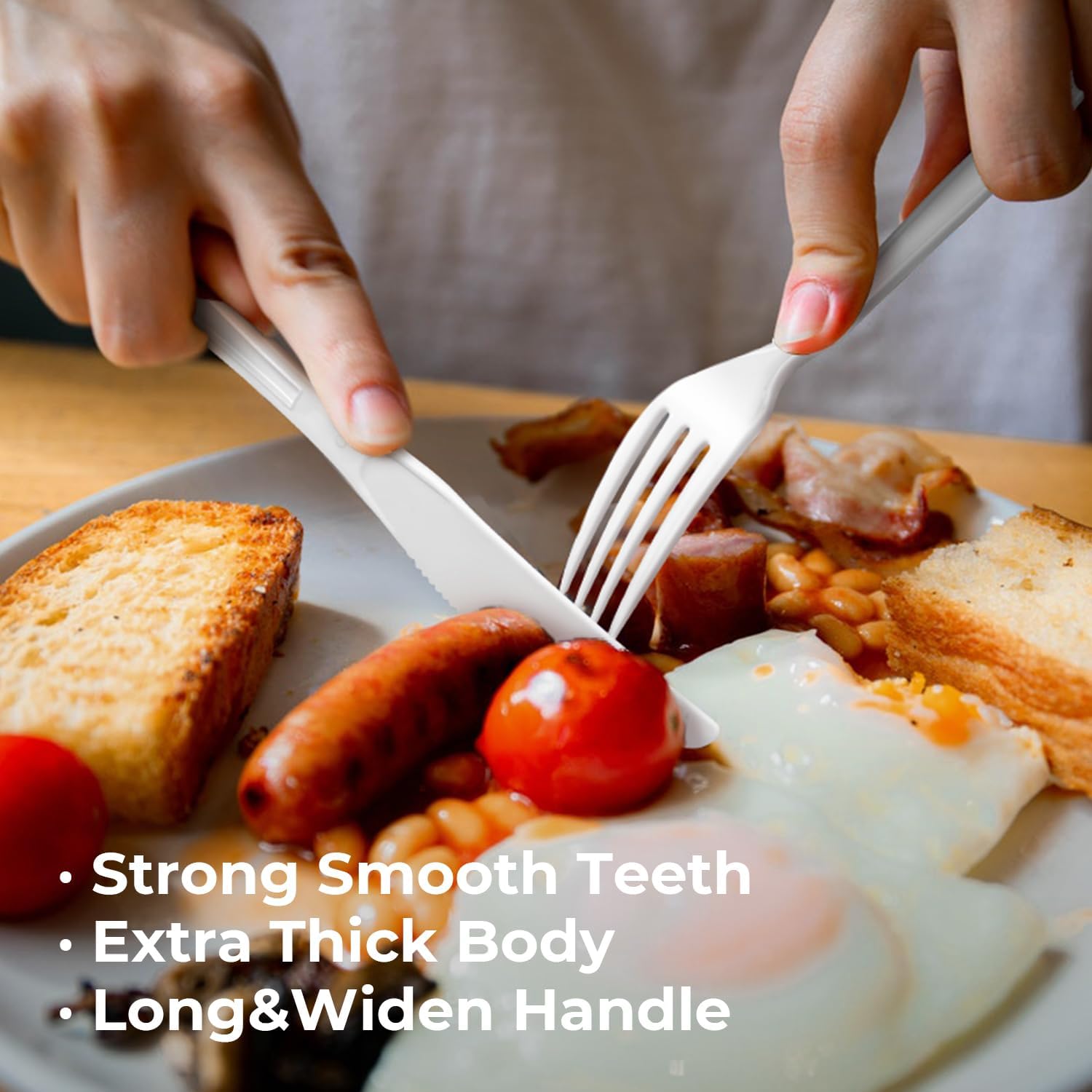 Biocean Heavy Duty White Plastic Forks - Hình 5