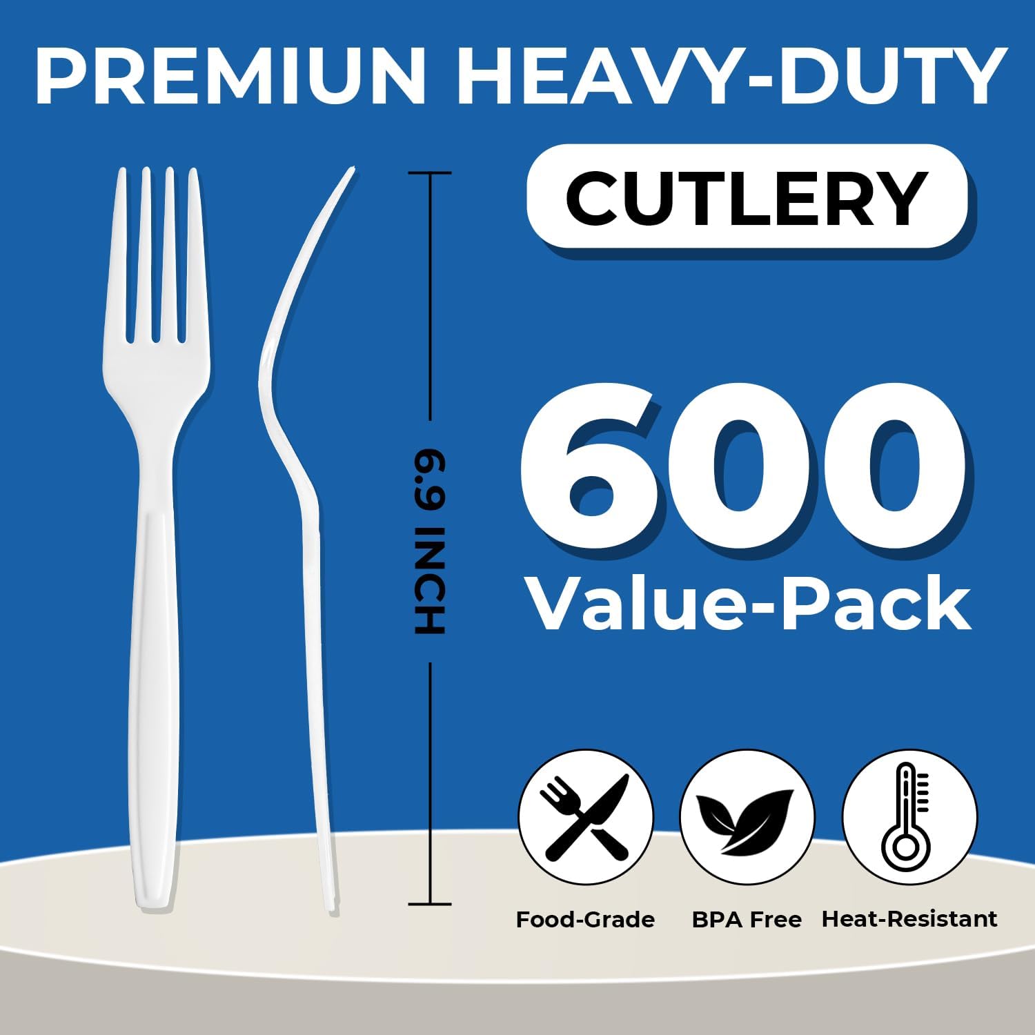 Biocean Heavy Duty White Plastic Forks - Hình 2