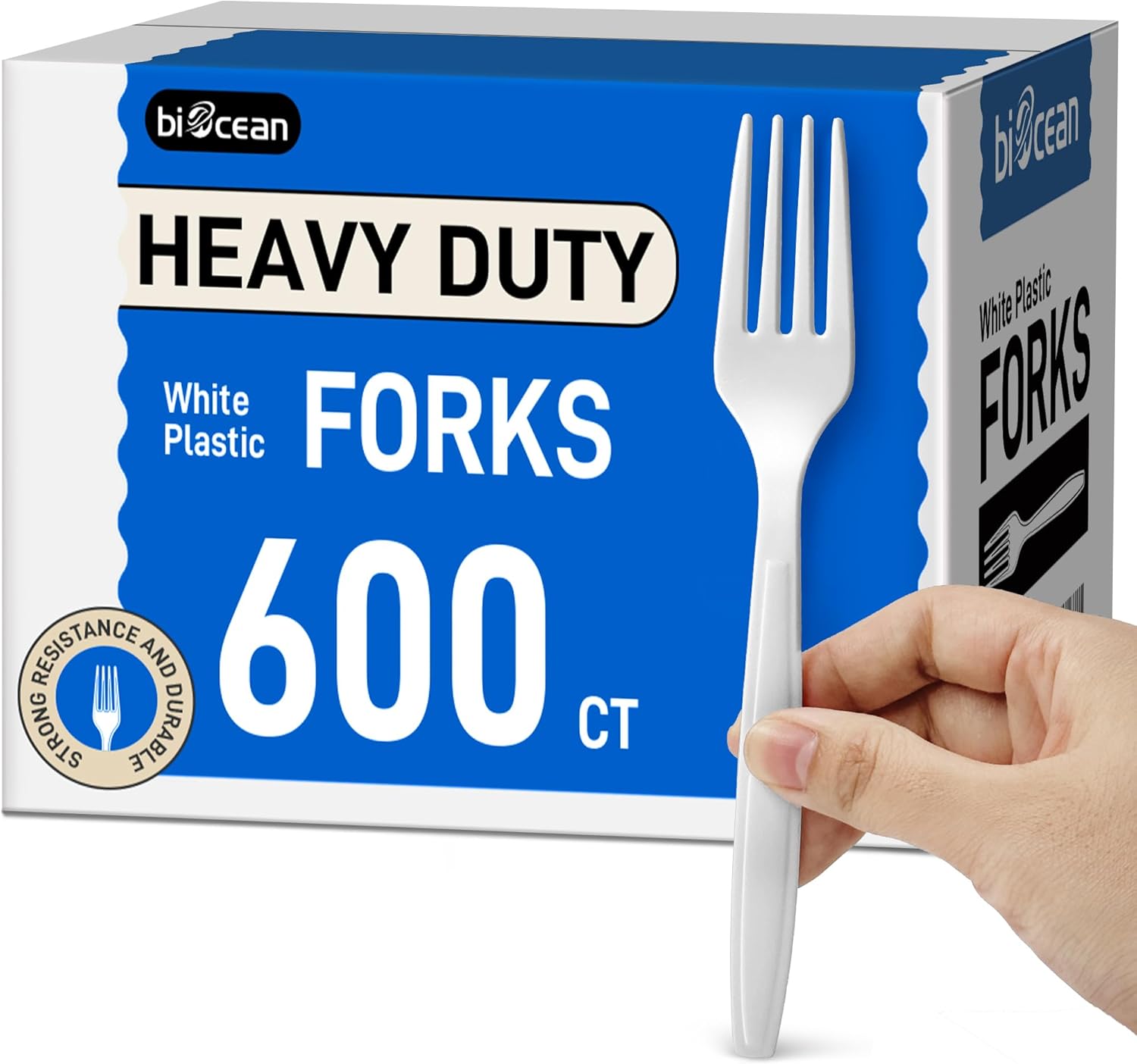 Biocean Heavy Duty White Plastic Forks