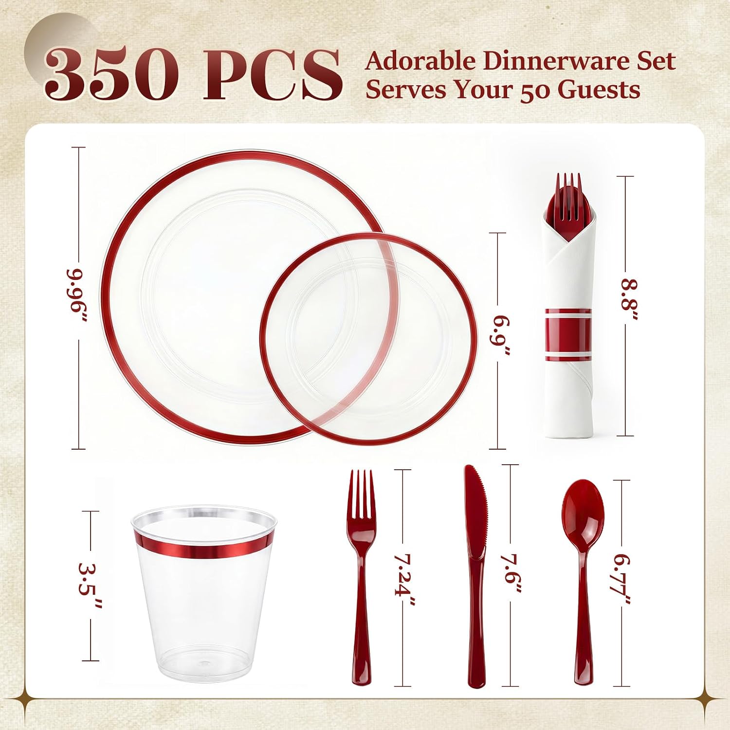 Elegant Red Rim Dinnerware Set - Hình 3