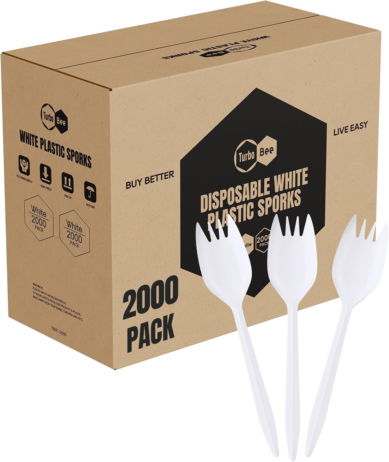 Turbo Bee White Disposable Plastic Sporks