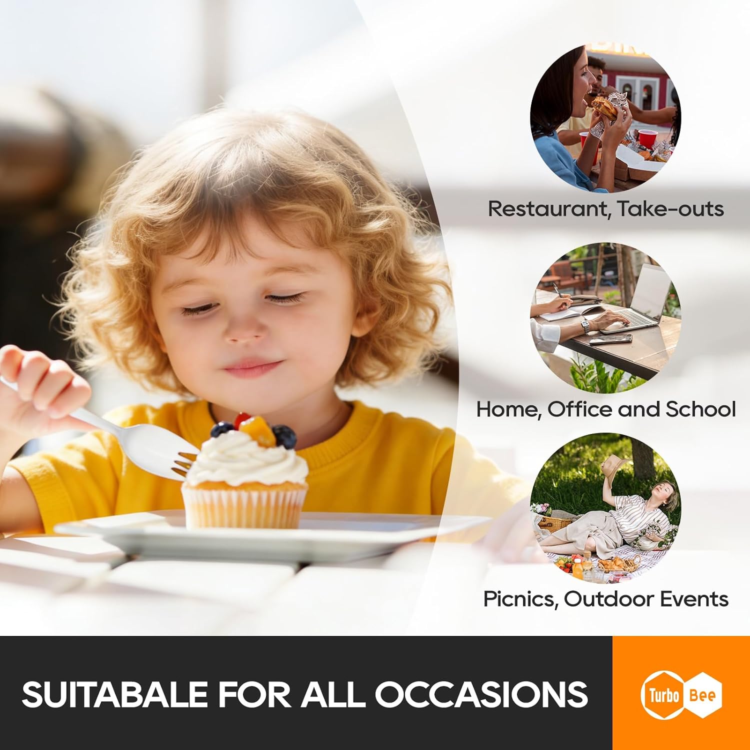 Turbo Bee White Disposable Plastic Sporks - Hình 4
