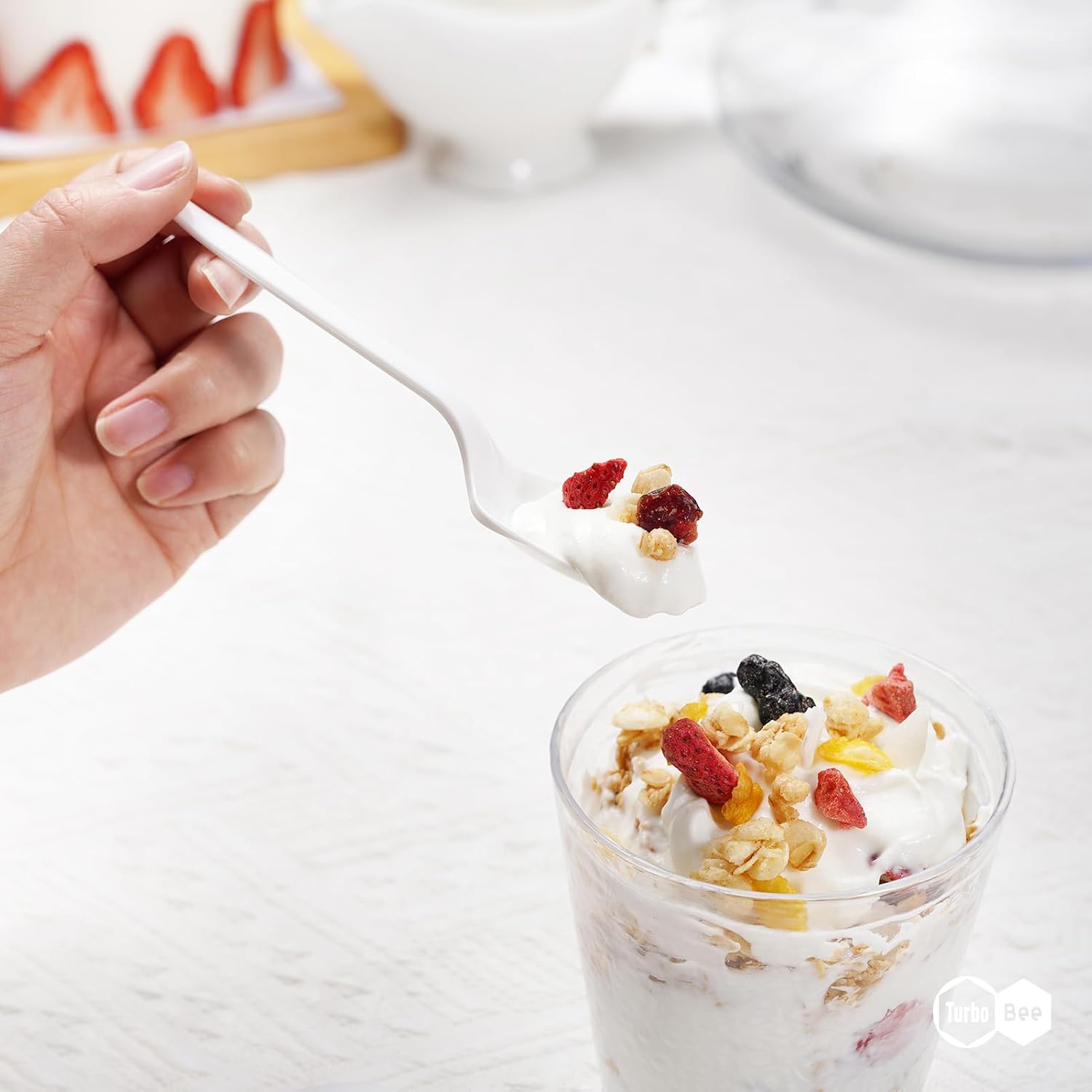 Turbo Bee White Disposable Plastic Sporks - Hình 6