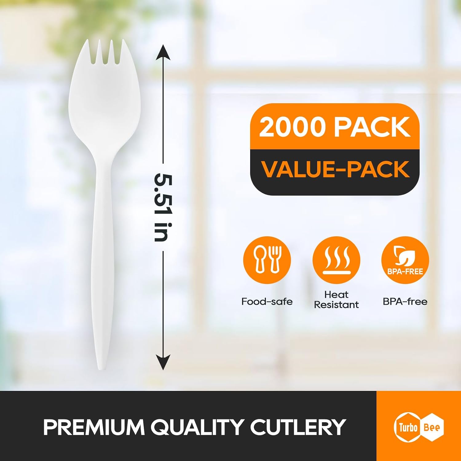 Turbo Bee White Disposable Plastic Sporks - Hình 3