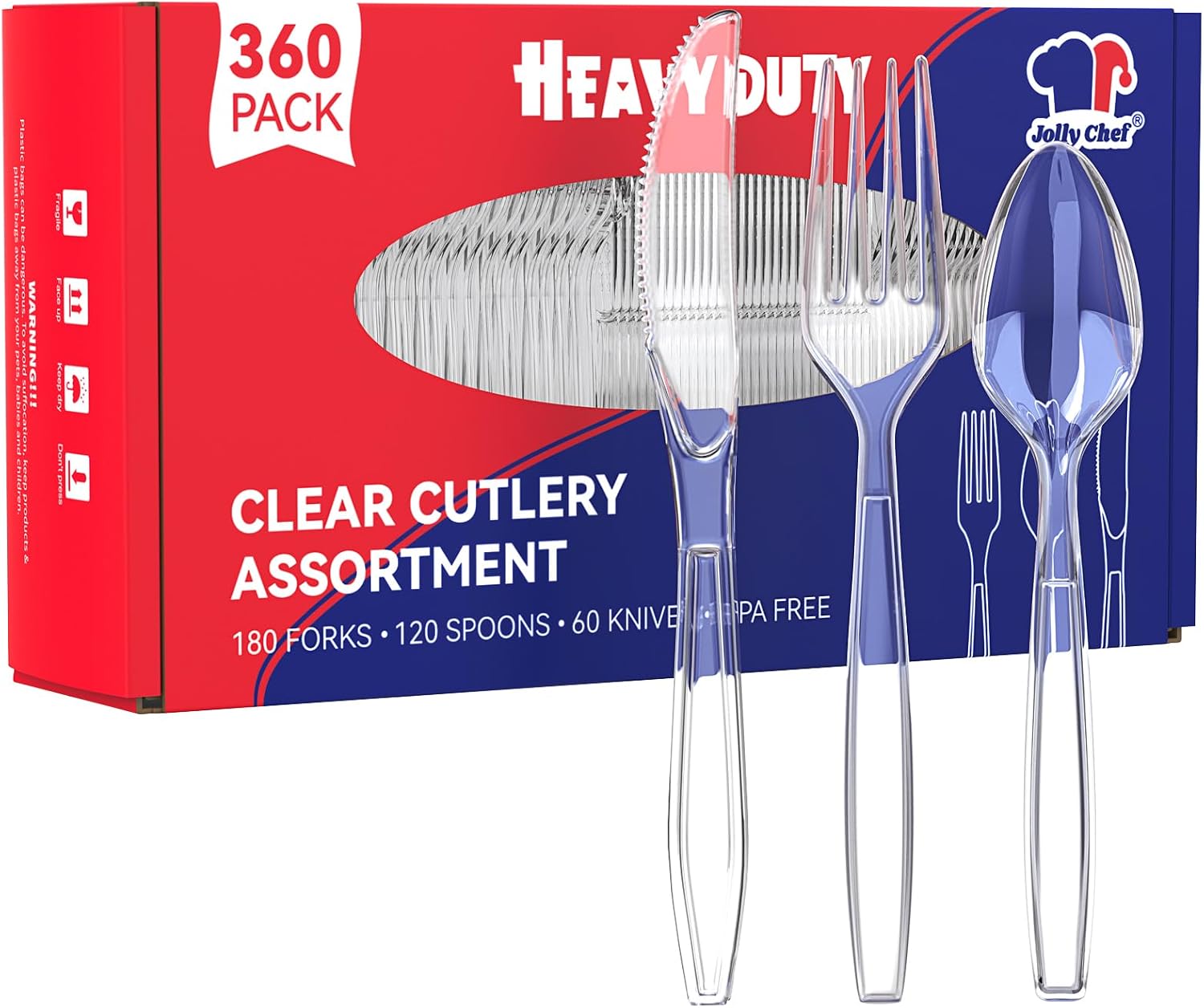 Jolly Chef Heavy-Duty Clear Cutlery