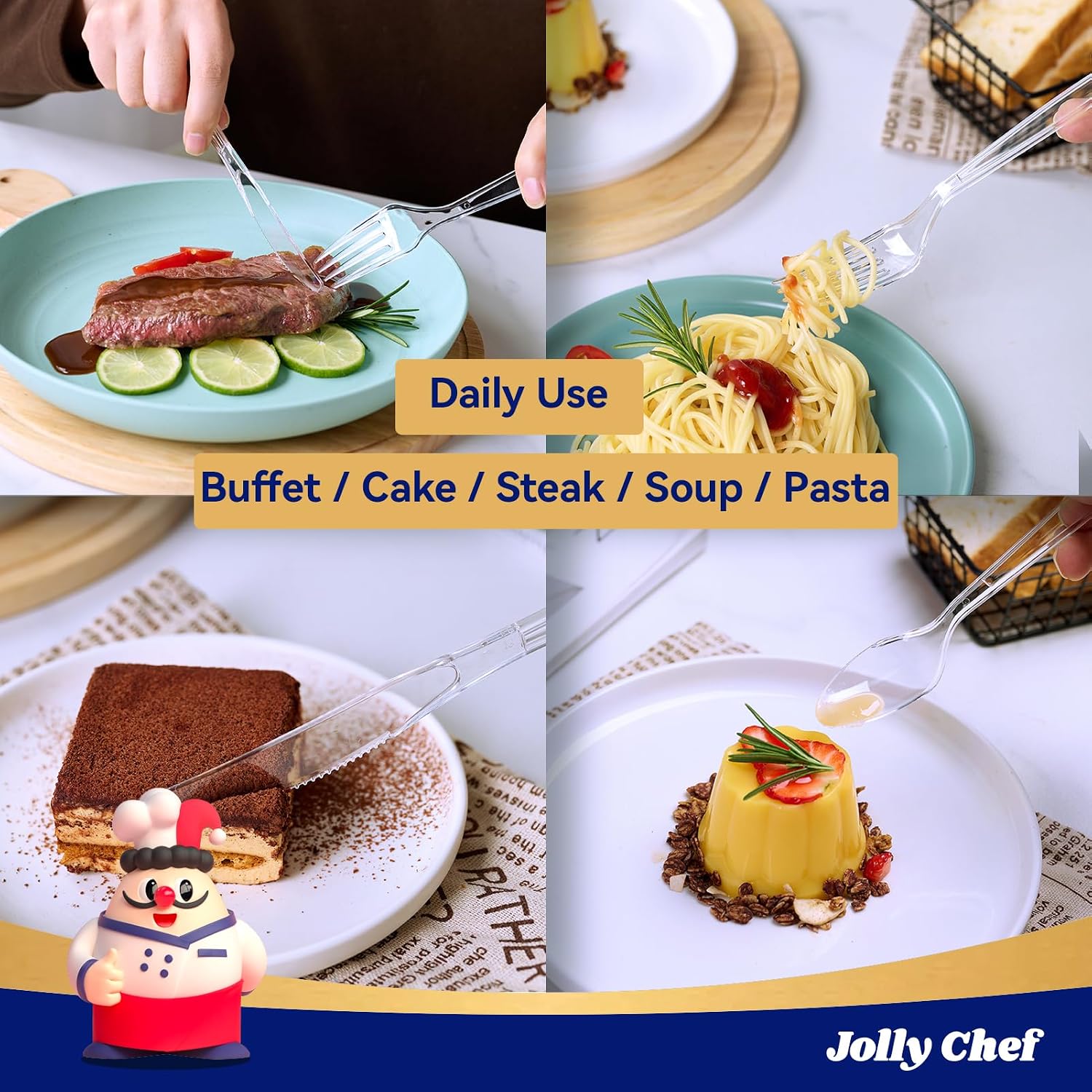 Jolly Chef Heavy-Duty Clear Cutlery - Hình 7