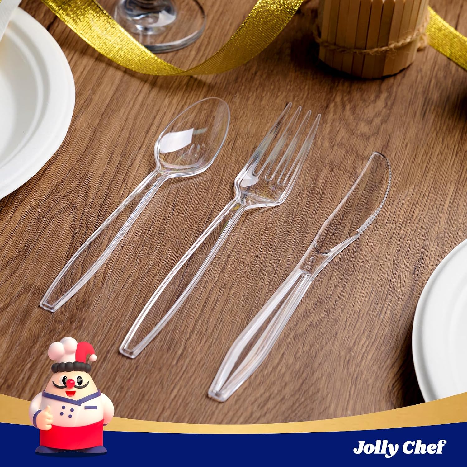 Jolly Chef Heavy-Duty Clear Cutlery - Hình 5
