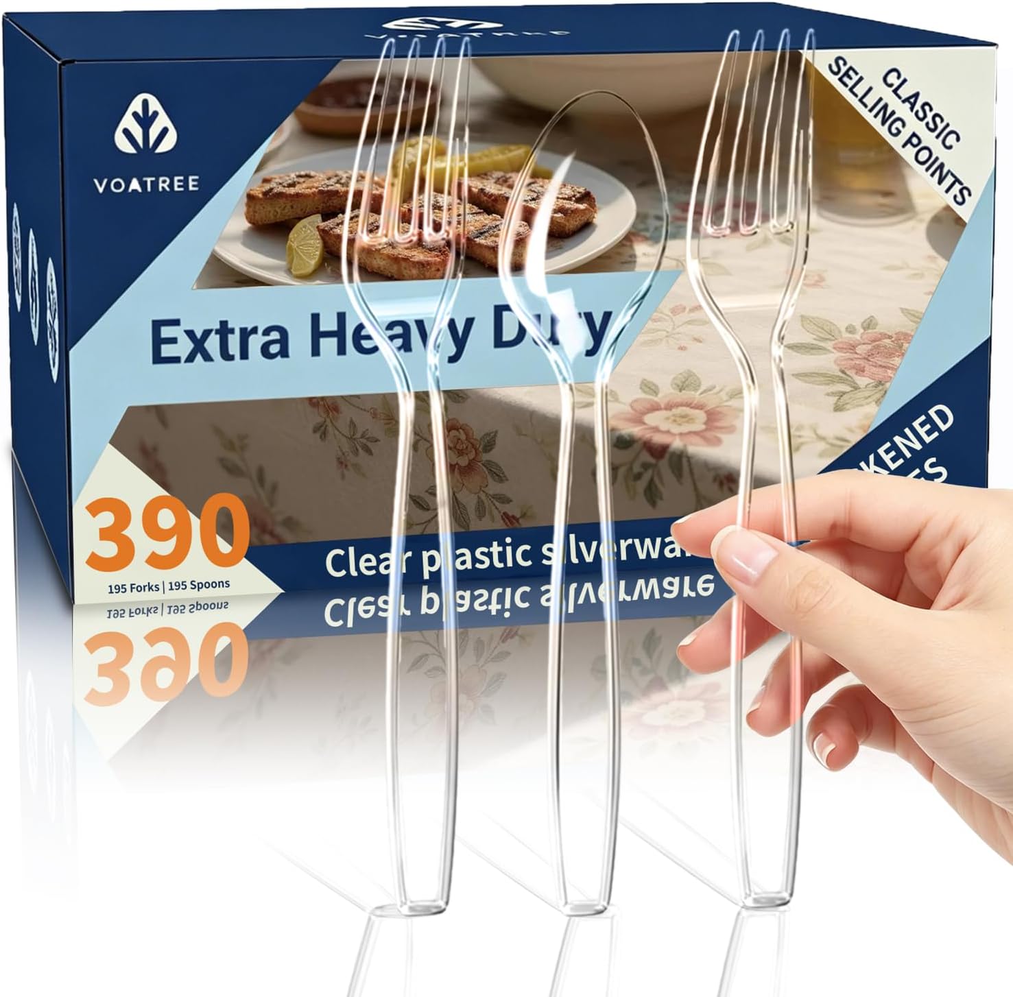 VOATREE Extra Heavy-Duty Clear Plastic Cutlery - Hình 7