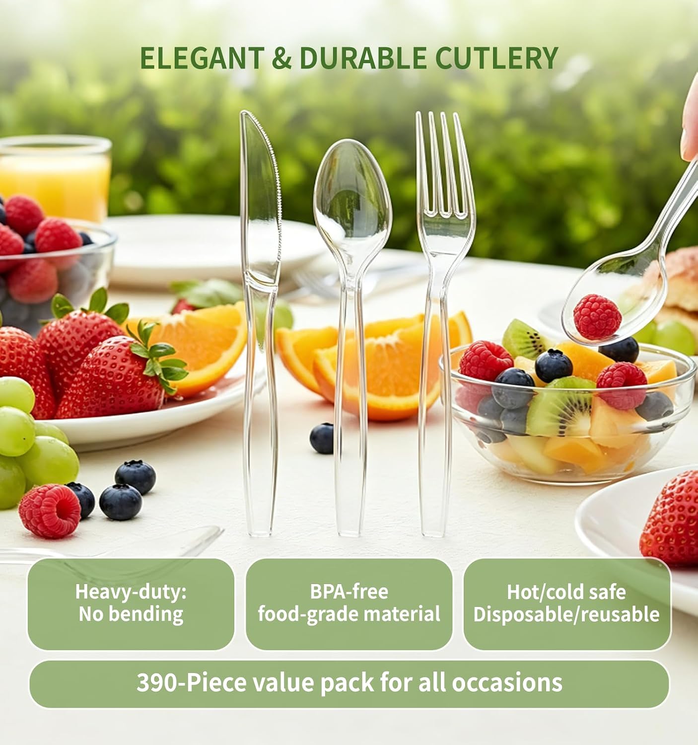 VOATREE Extra Heavy-Duty Clear Plastic Cutlery - Hình 6