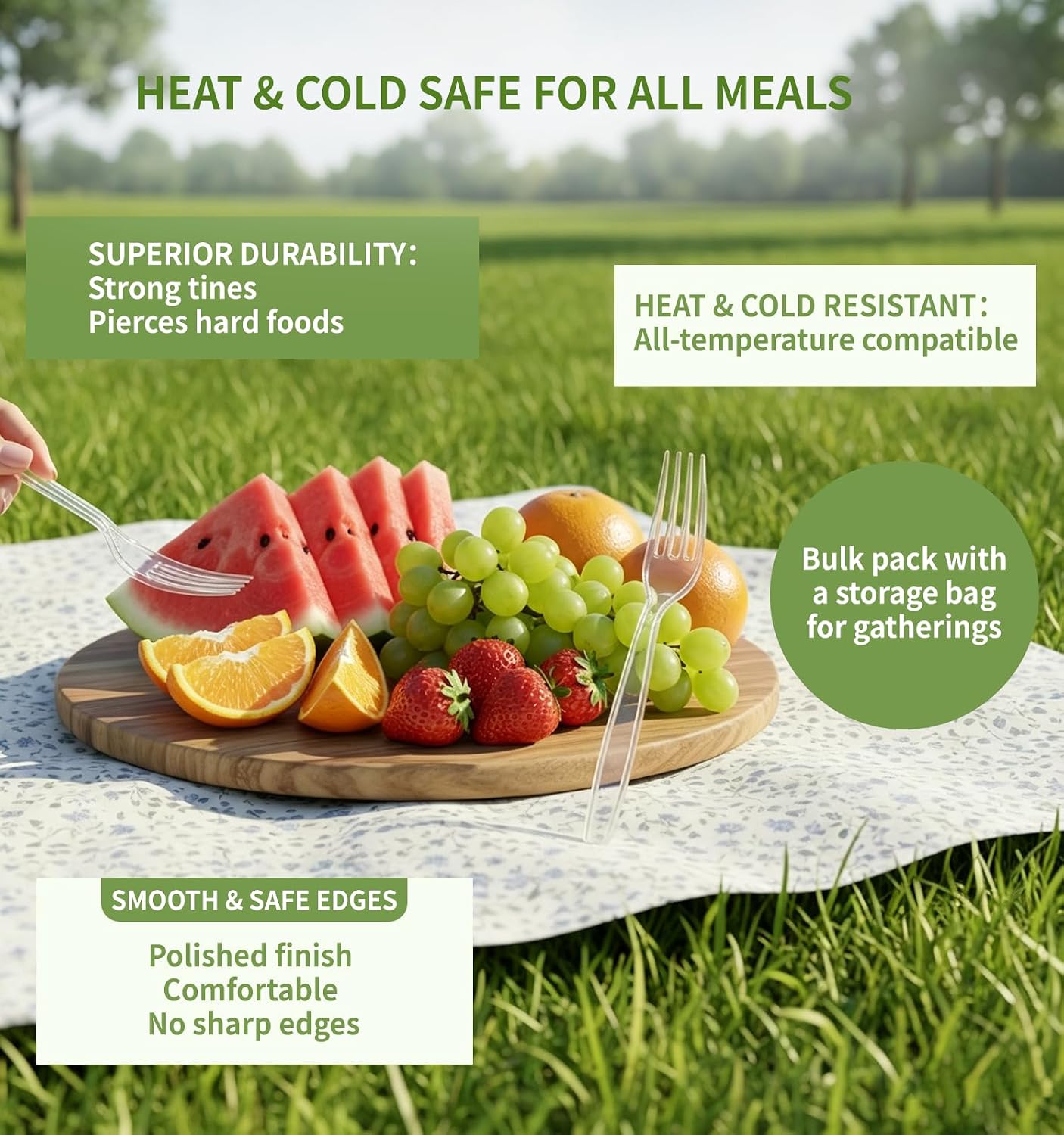 VOATREE Extra Heavy-Duty Clear Plastic Cutlery - Hình 4