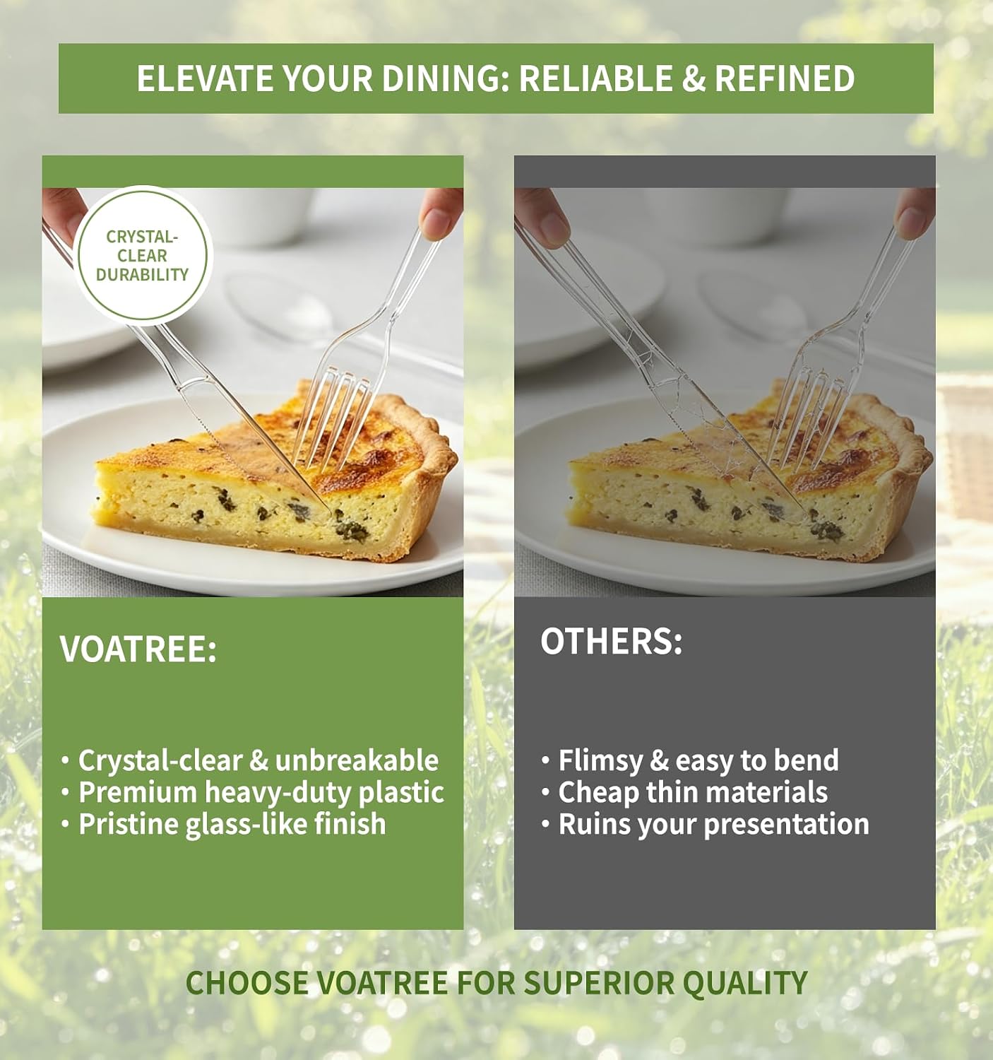 VOATREE Extra Heavy-Duty Clear Plastic Cutlery - Hình 2